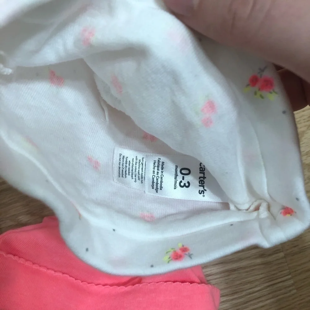 Carter’s & Gerber Baby Hat Bundle Neon Pink Striped Floral Baby Girl Cap